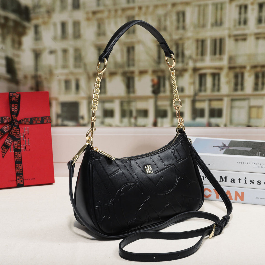 Embossed Letter Crossbody Bag - Women's PU Leather Shoulder Bag with Adjustable Strap