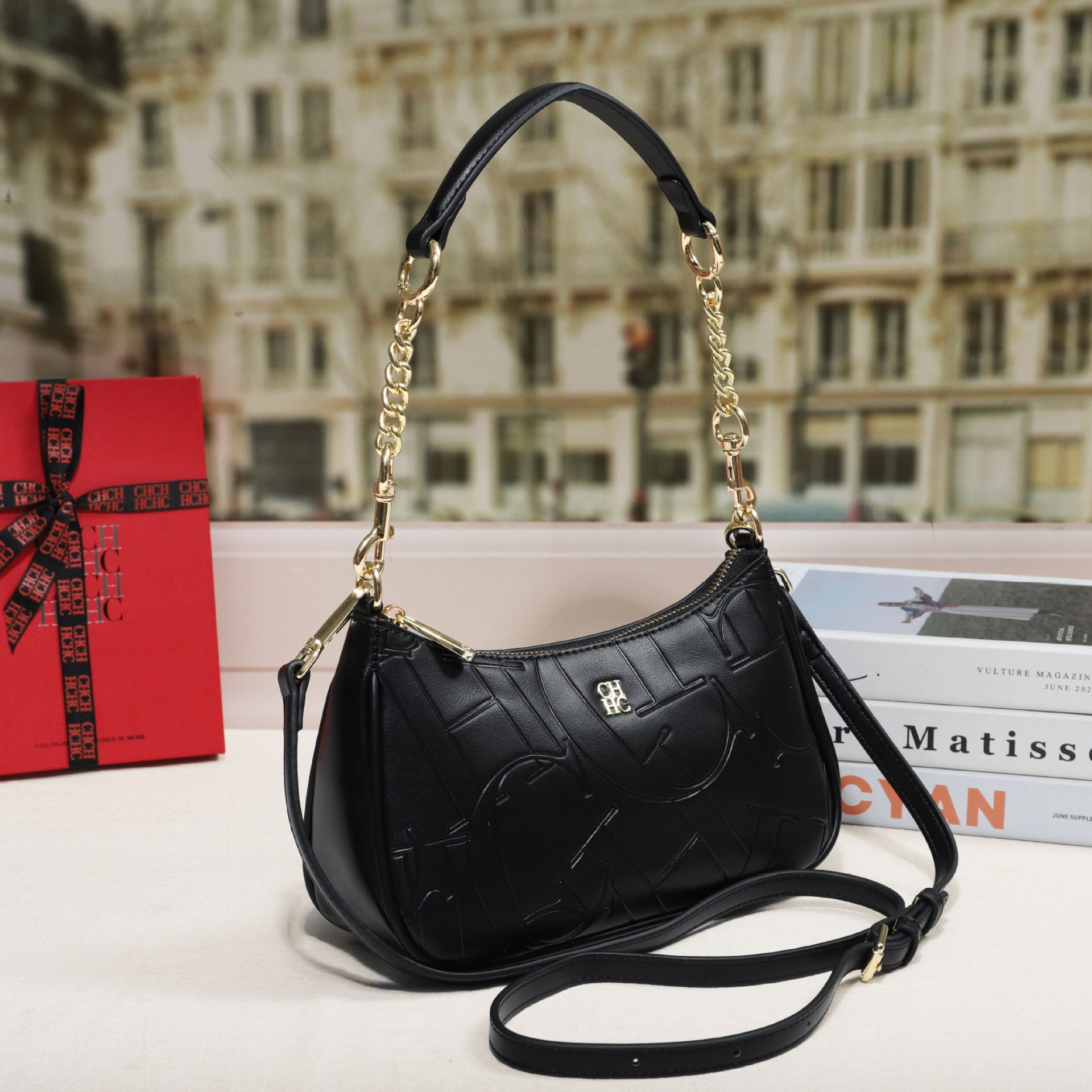 Embossed Letter Crossbody Bag - Women's PU Leather Shoulder Bag with Adjustable Strap