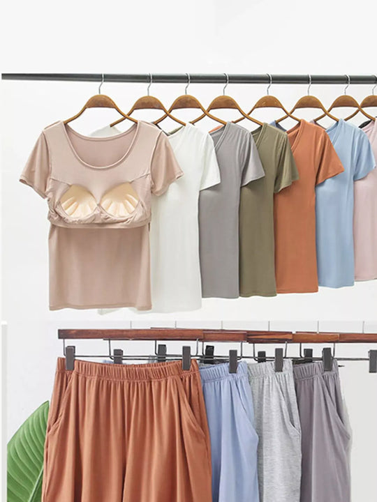Another view: Plus Size Padded Modal Short-Sleeve T-Shirt and Shorts Set