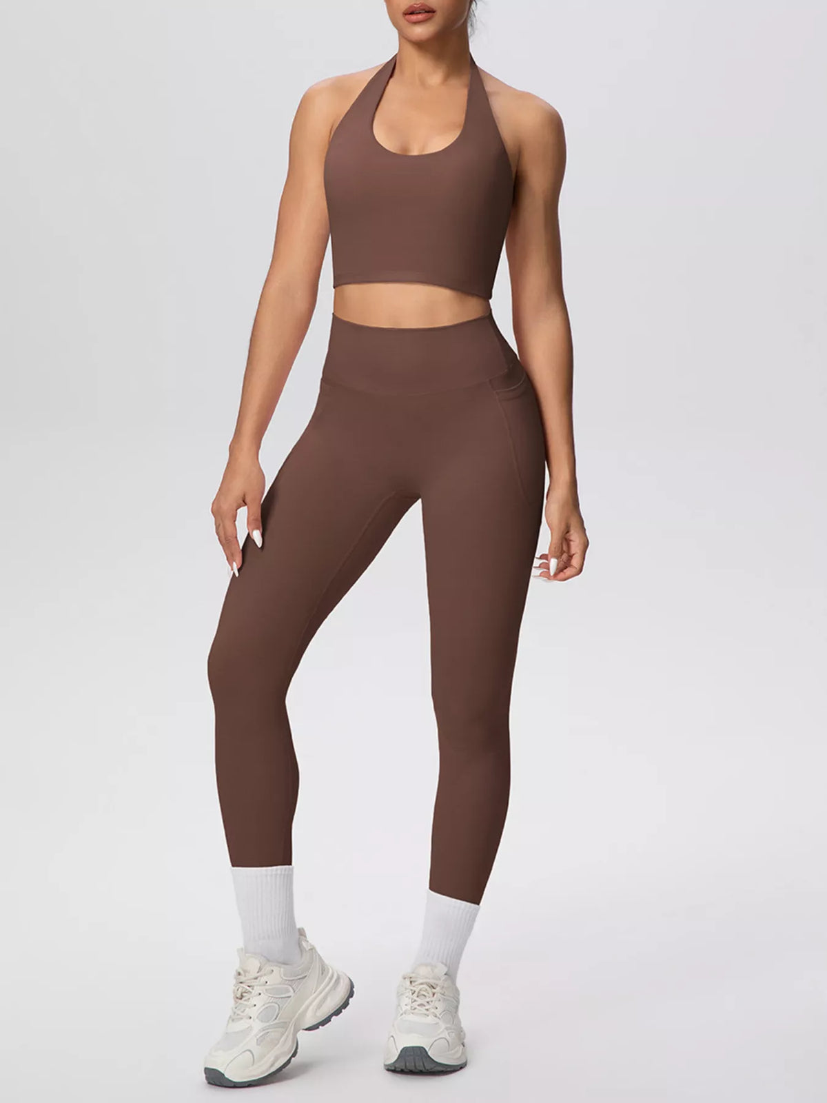 Halter Crop Top & High-Waisted Leggings Set