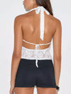 Women's floral lace tie halter cami top