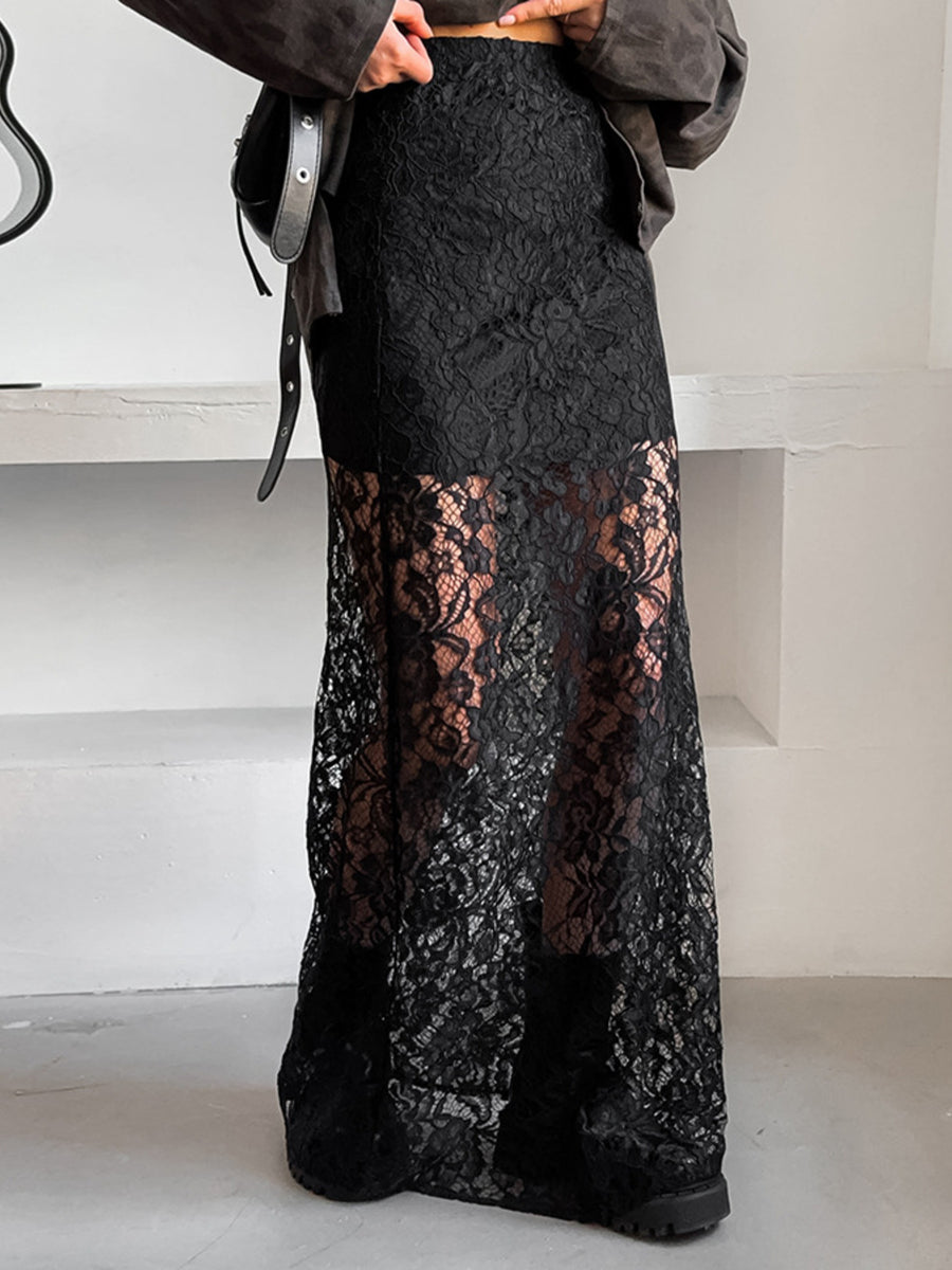 Black Lace Maxi Skirt