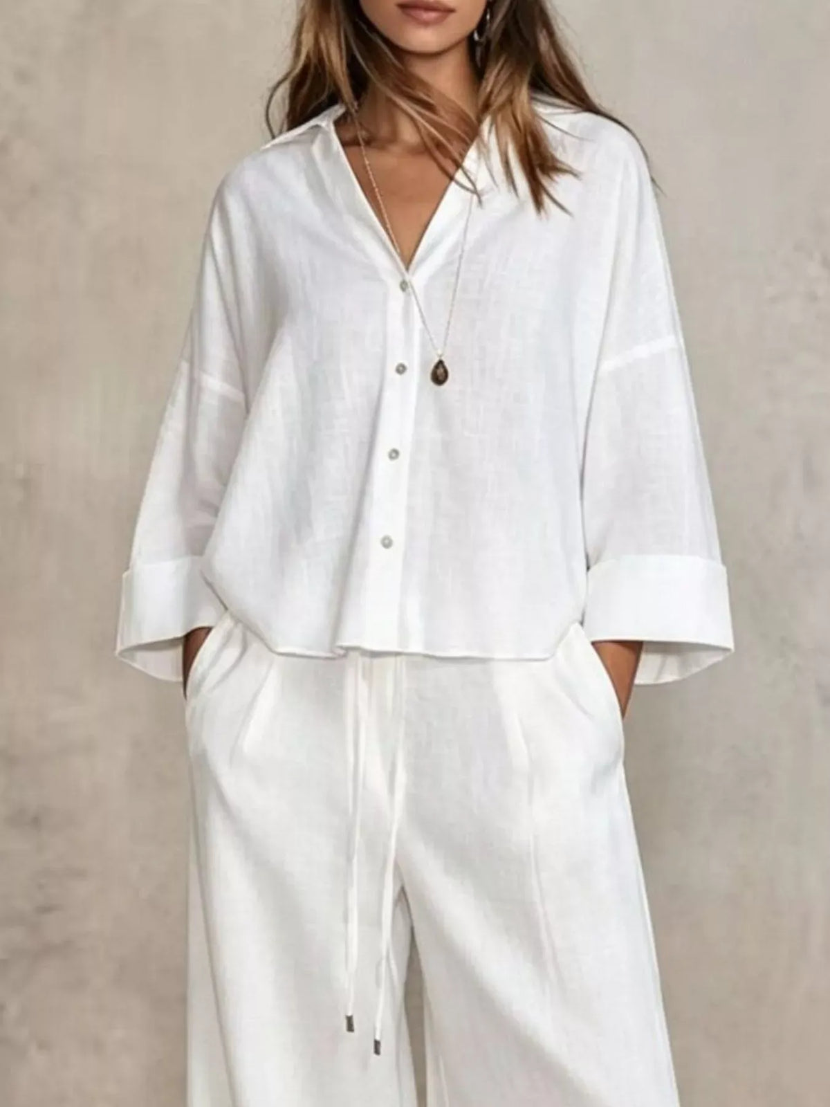 Women's Button-Down Shirt & Wide-Leg Pants Set — photo 20