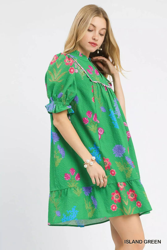 Another view: Umgee Multi Flower Print V-Neck Dress