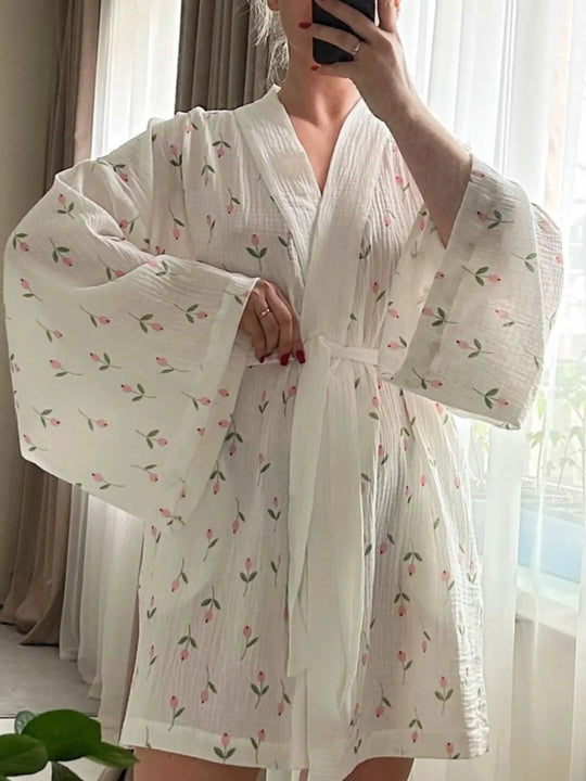 Another view: Floral Print Lightweight Lounge Nightgown