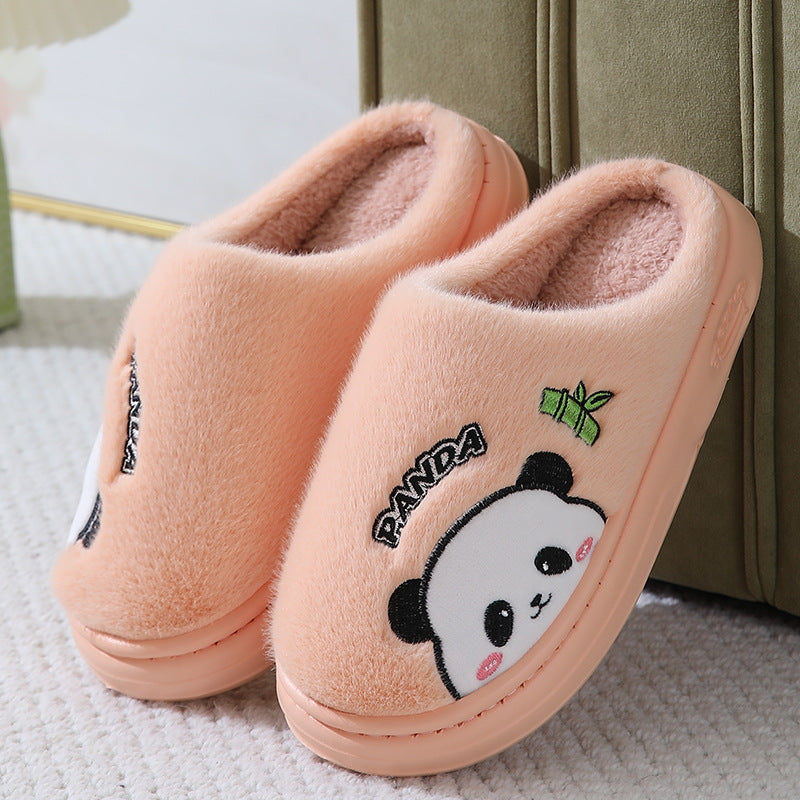 Panda Slippers for Women & Men - Cute Cartoon Plush Indoor House Shoes with Thick Anti-Slip EVA Sole