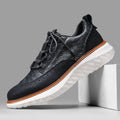 Men's Breathable Woven-Texture Sneakers – Lace-Up Low-Cut Casual Athletic Shoes