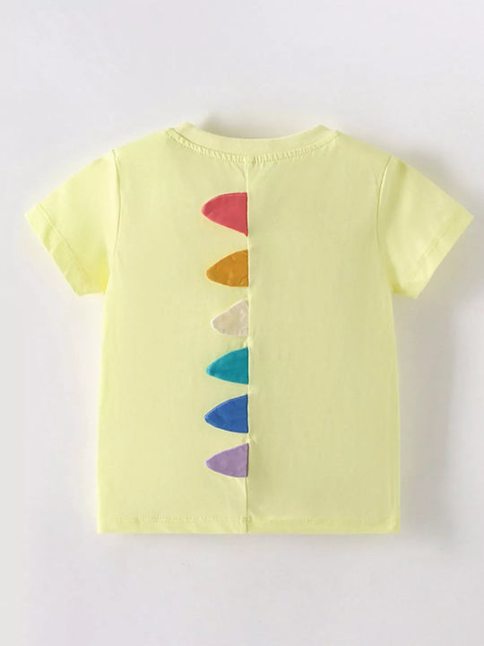 Another view: Kids’ Cartoon Monster Cotton T-Shirt — Light Yellow