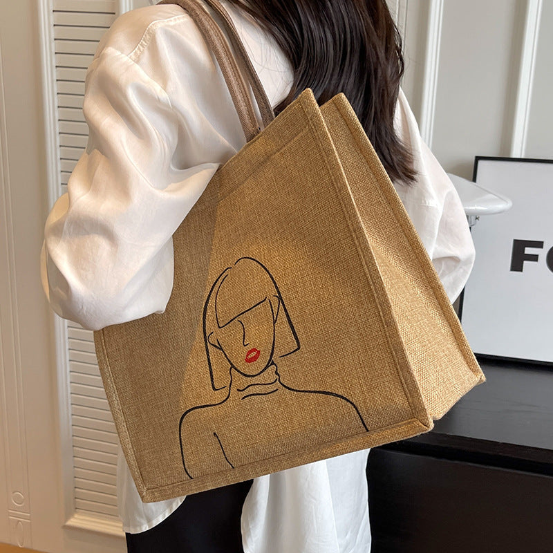 Women's Ethnic Style Tote Bag - Cotton Canvas Shoulder Bag for College & Everyday Use
