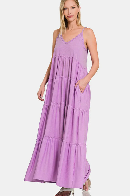 Another view: Frill Tiered V-Neck Maxi Cami Dress