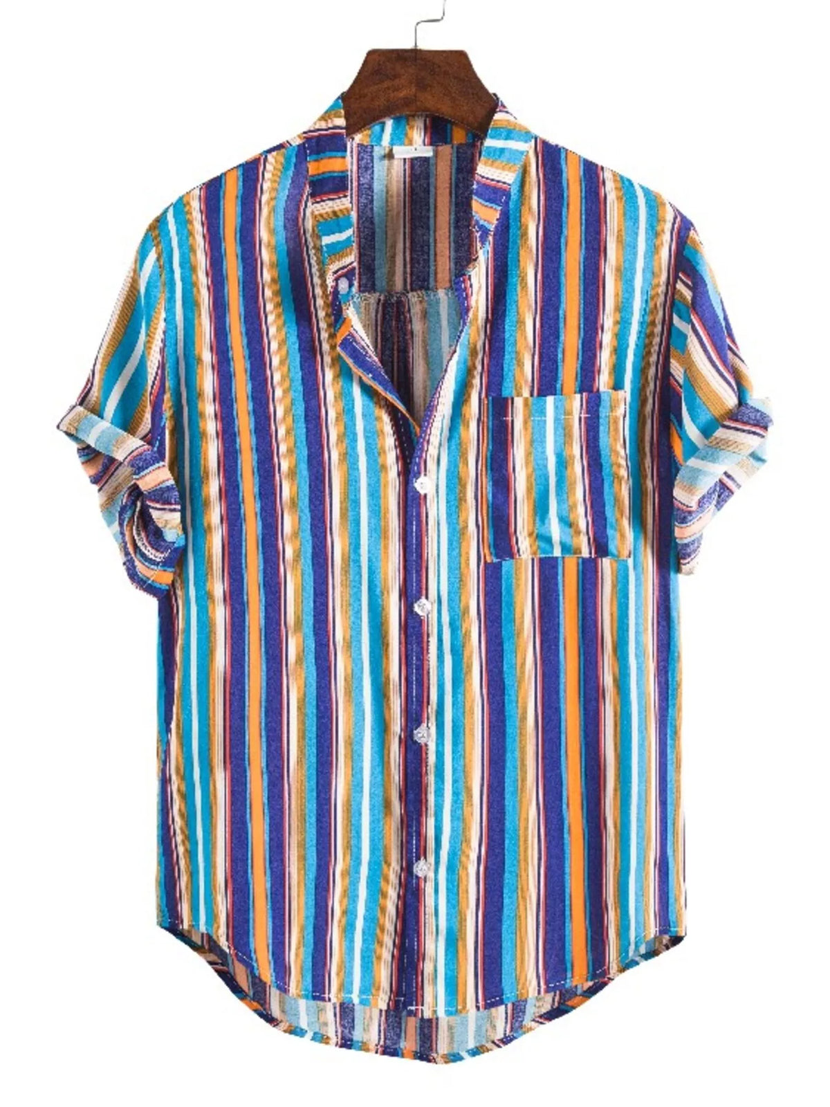 Men’s Striped Pocketed Short-Sleeve Shirt