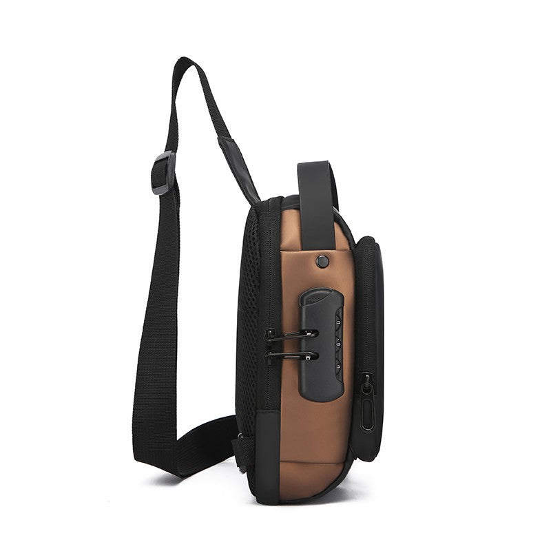 Men's Waterproof Crossbody Chest Bag with USB Charging Port - Anti-Theft Sling Shoulder Bag