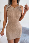 Women's decorative-button cable-knit mini dress