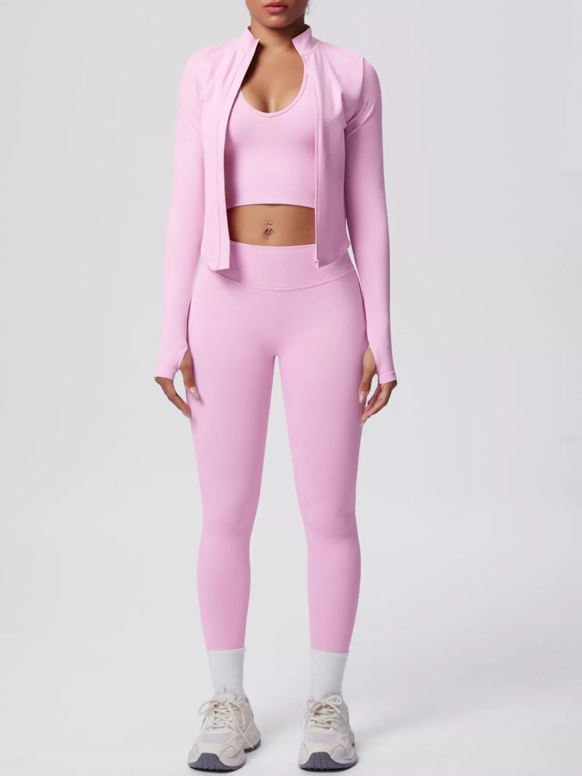 Tank, Zip Jacket & Leggings 3-Piece Active Set