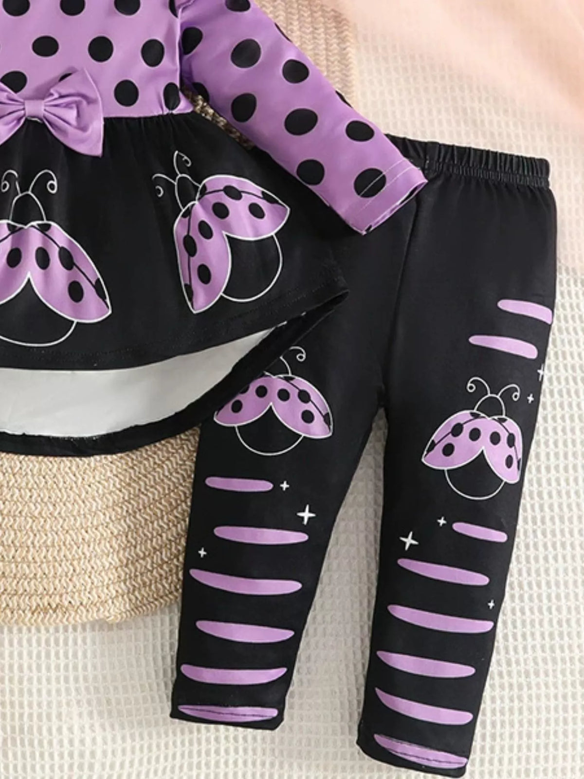 Clover Club Ladybug Polka Dot Ruffle-Trim Top and Pants Set with Headband