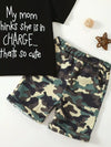 Meadow Days Letter Graphic T-Shirt and Camouflage Shorts Set — product view 3