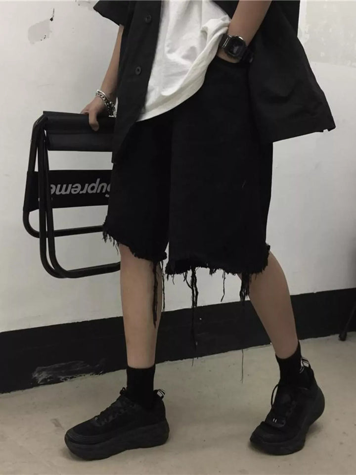 Men's Full Size Raw Hem Shorts Plus