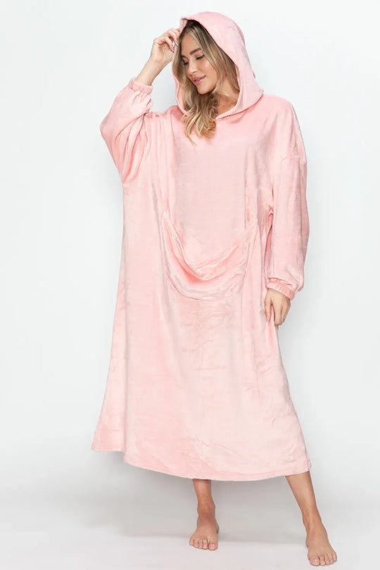 Another view: Pocketed Hooded Midi Lounge Dress — Full Size