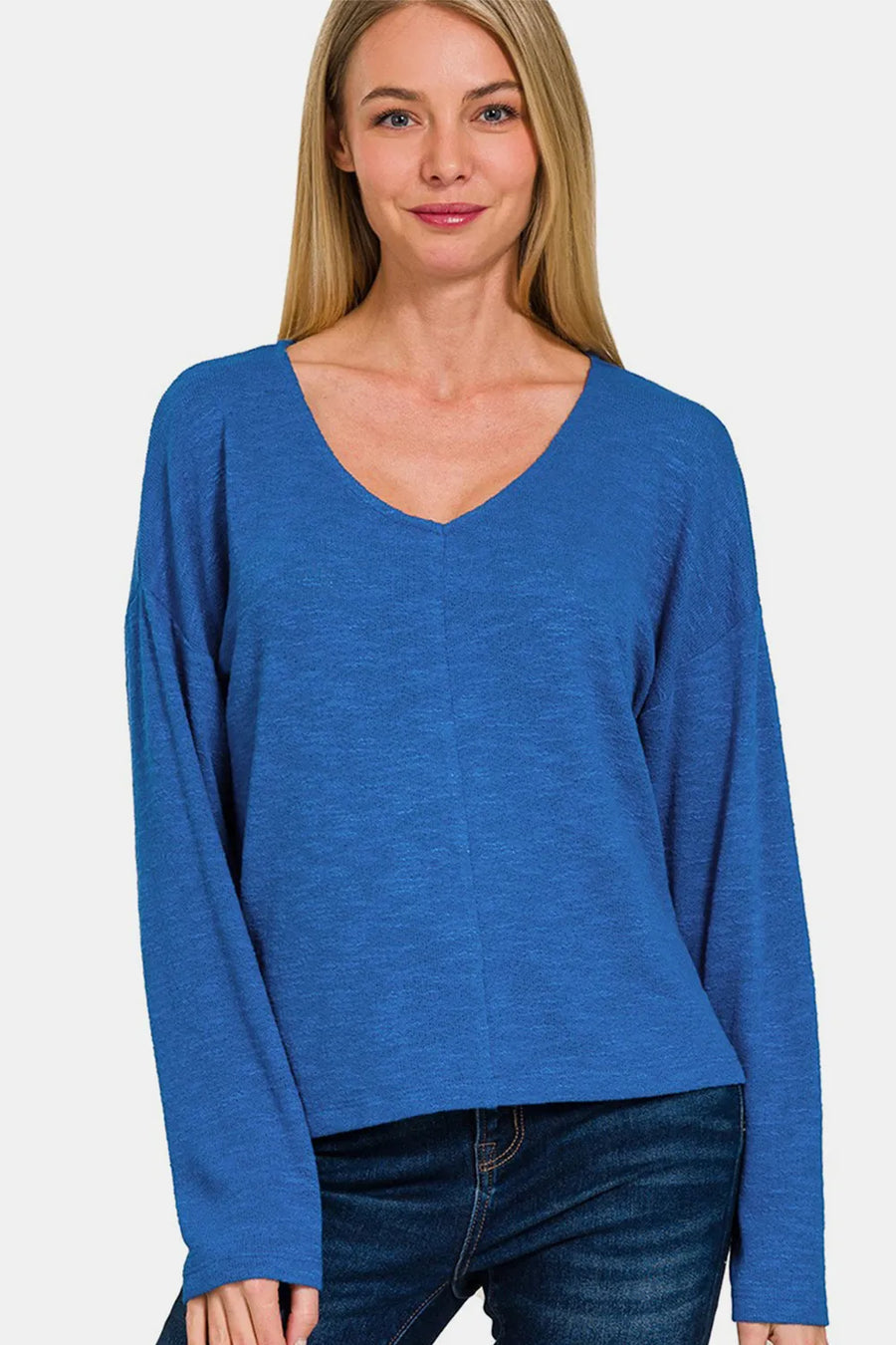 Dropped Shoulder Long Sleeve T-Shirt — Classic Blue