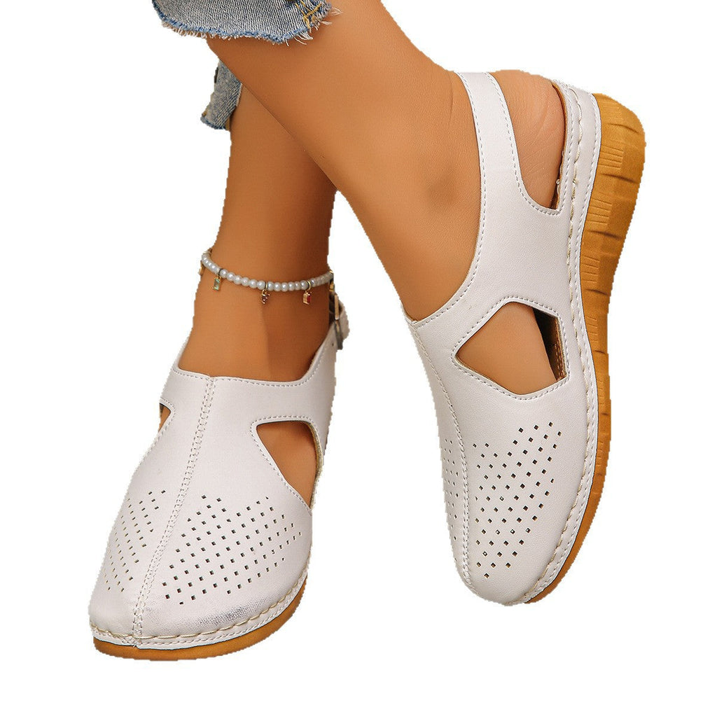 Women's Platform Buckle Slides - Comfortable Slip-On Sandals with Thick Sole