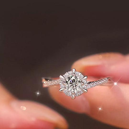 Another view: 2-Piece Moissanite 925 Sterling Silver Ring