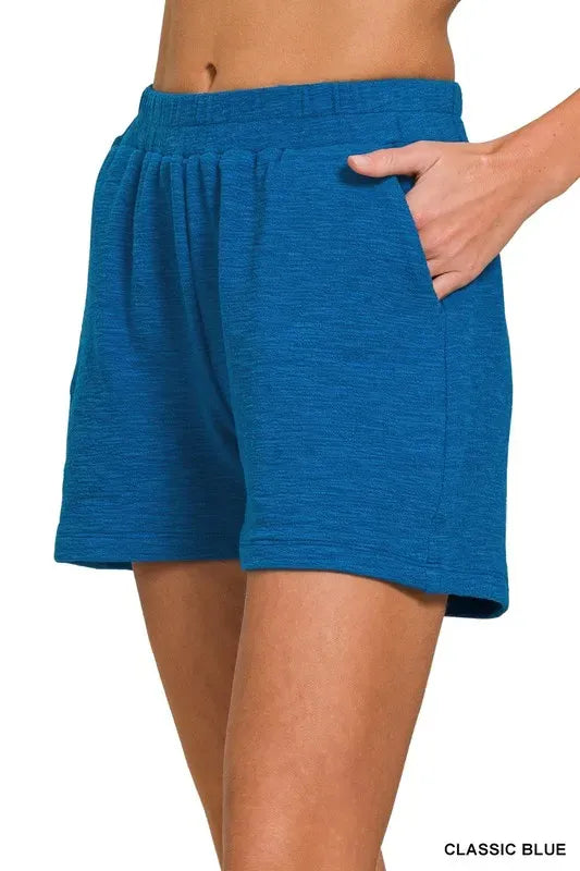 Another view: Cotton Slub Shorts — Classic Blue