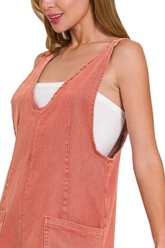 Another view: Washed Adjustable Strap Denim Overall Dress