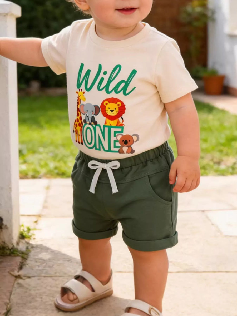 Baby Graphic Tee & Drawstring Shorts Set
