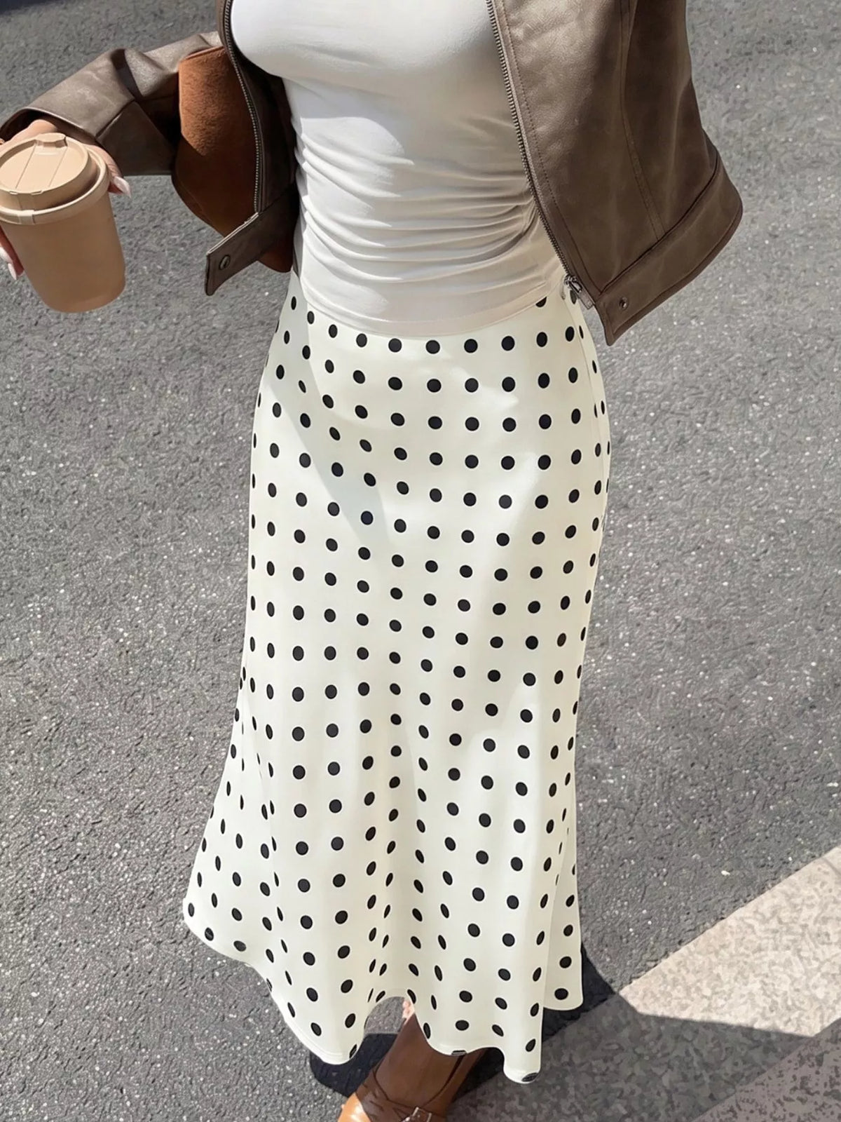 Polka-Dot Midi Skirt