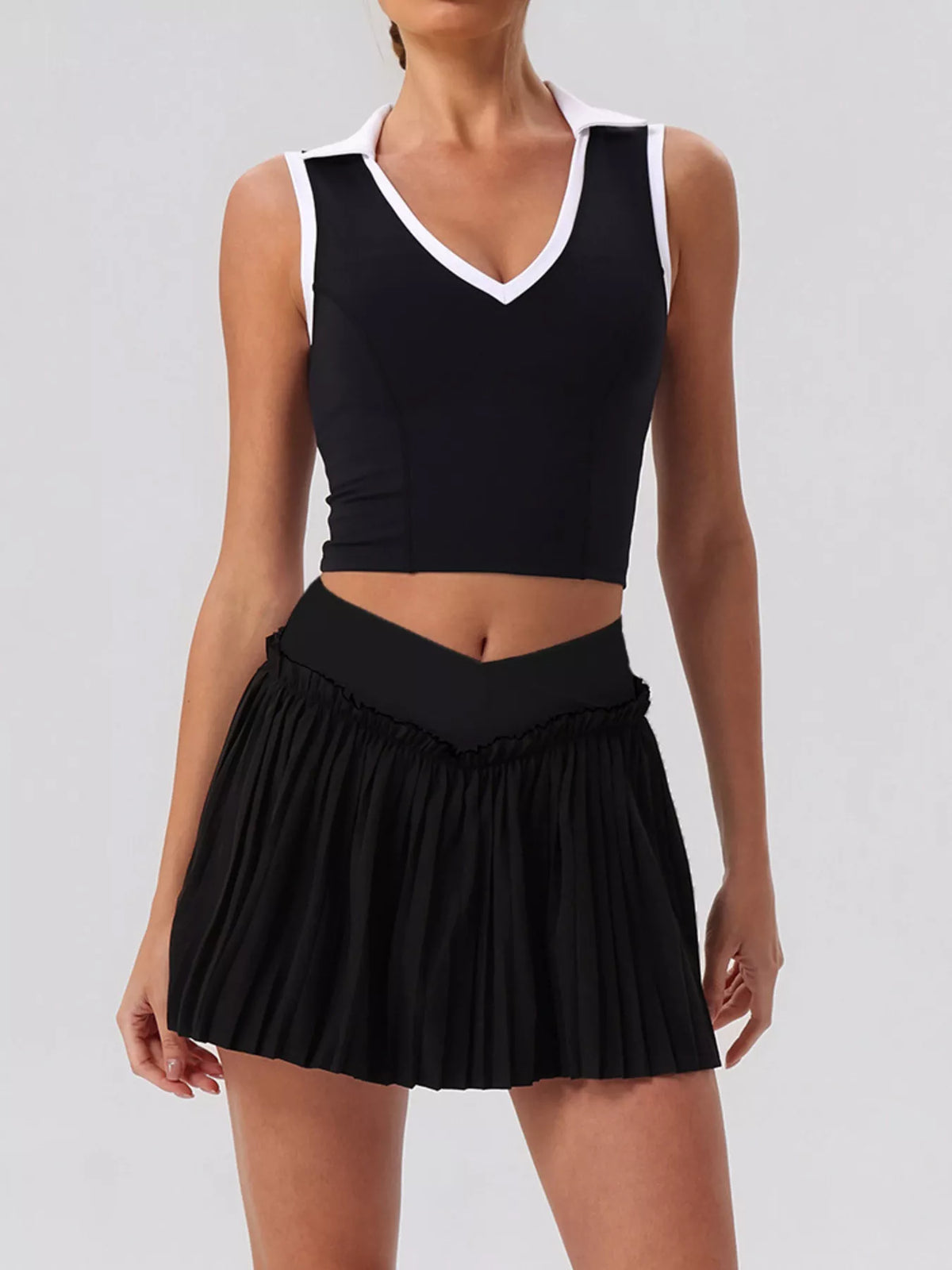 Pleated Skirt & Sleeveless Active Set
