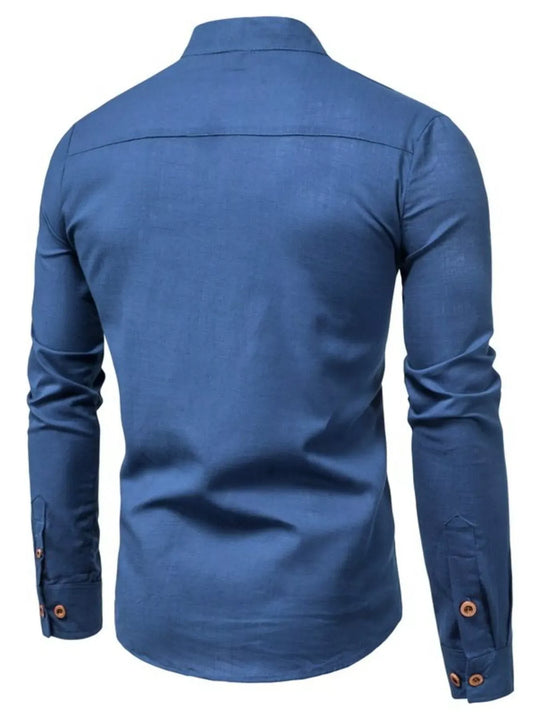 Another view: Men's Plus Size Casual Mandarin Collar Button-Up Shirt