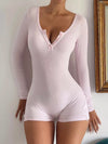 Women's fitted long-sleeve one-piece romper