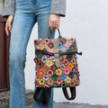 Colorful Plaid Floral Patchwork Genuine Leather Crossbody Bag for Women