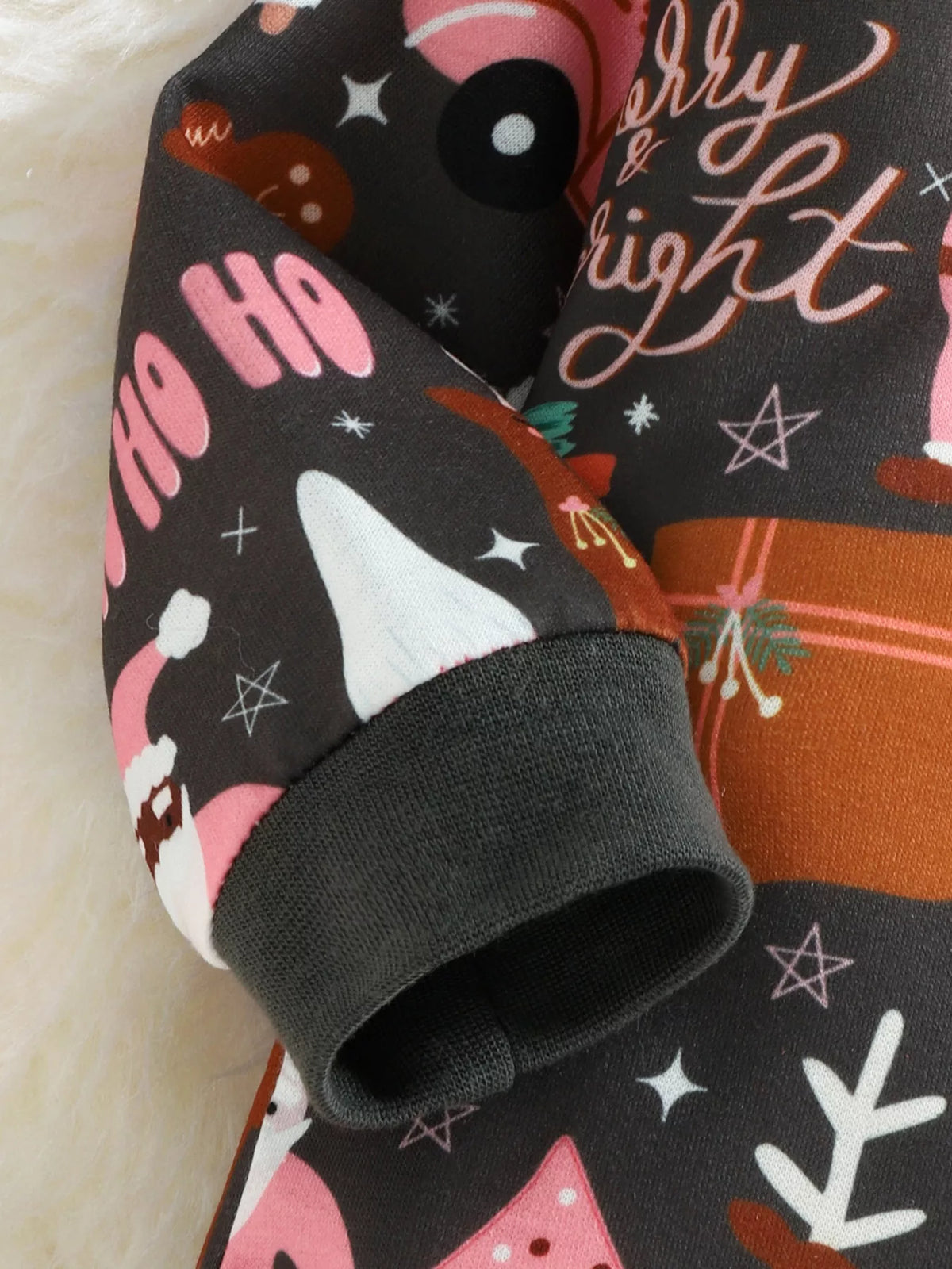 Bluebird Lane Christmas Print Long-Sleeve One-Piece Bodysuit