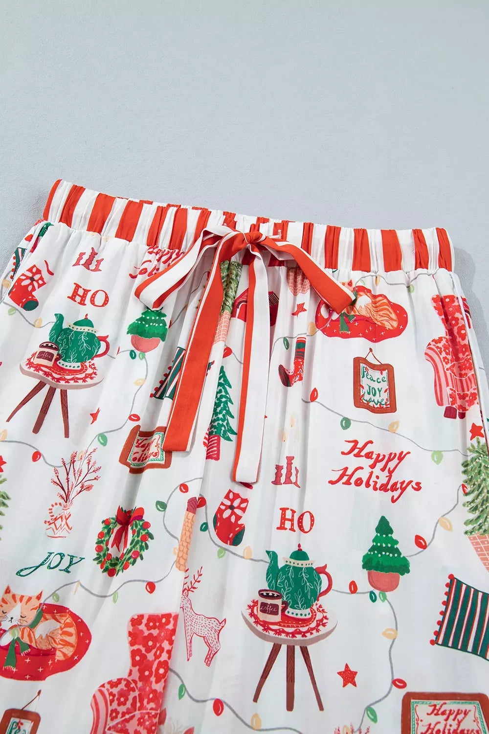 Women's Striped Holiday Button-Up Lounge Set — photo 13
