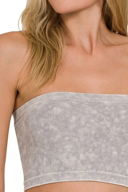 Another view: Washed Ribbed Seamless Tube Top
