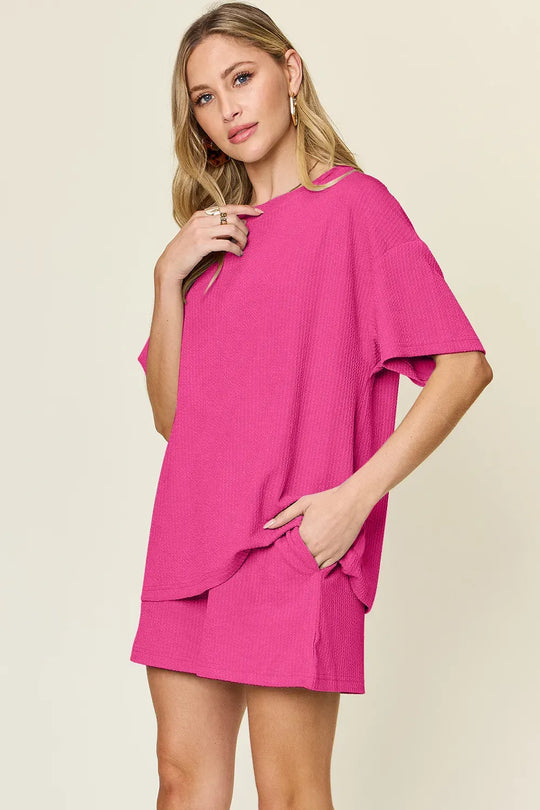 Another view: Solid Round-Neck Two-Piece Set — Full Size