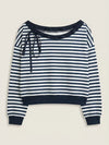 Elara Striped Off-Shoulder Ribbon Accent Sweatshirt — product view 4