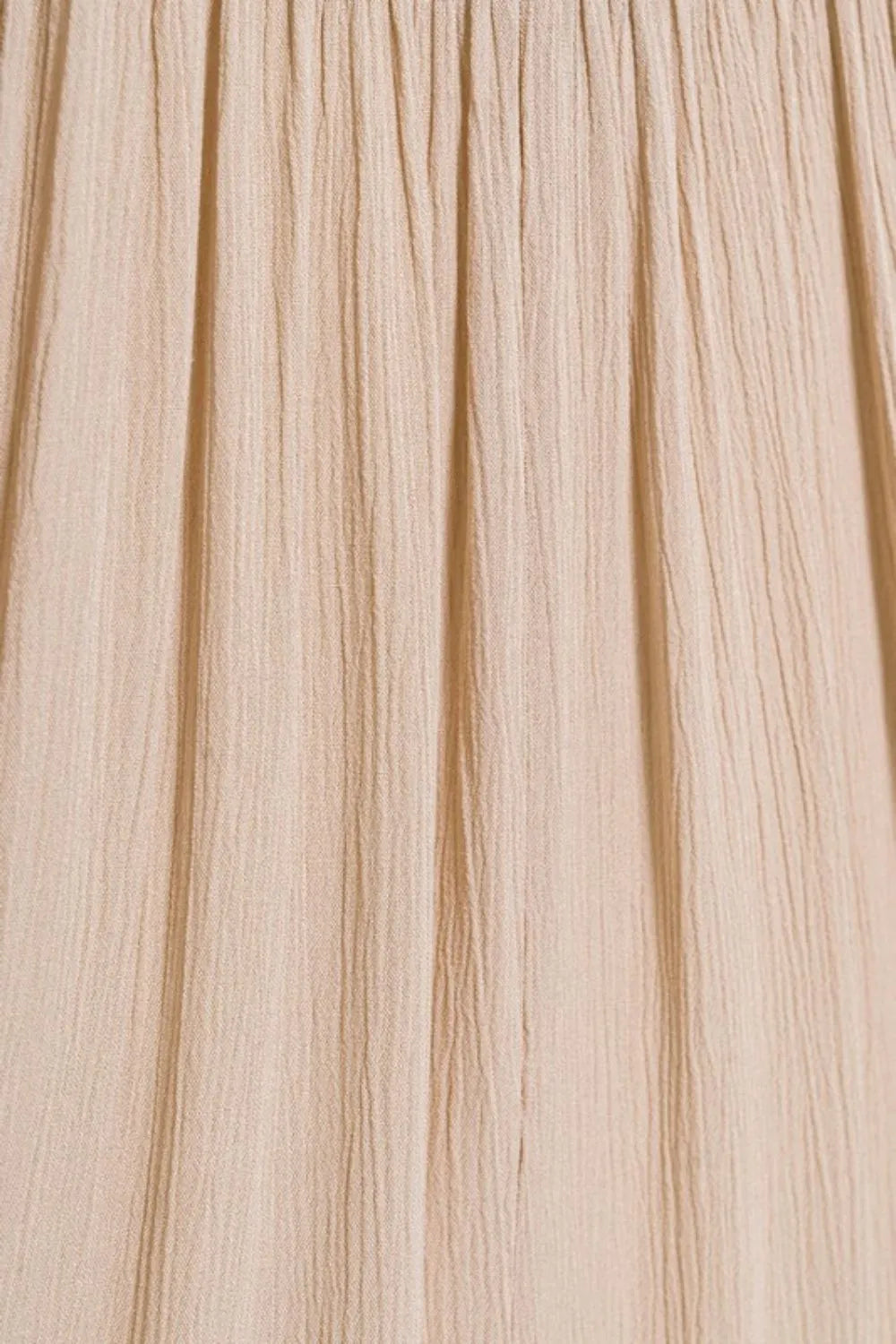Woven Crinkle Smocked Waist Maxi Skirt with Pockets — SAND BEIGE