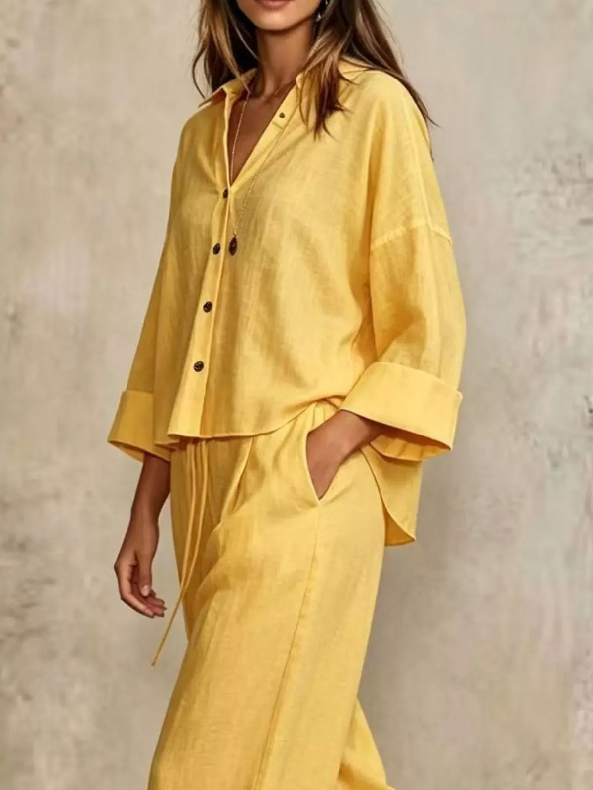 Women's Button-Down Shirt & Wide-Leg Pants Set — photo 8