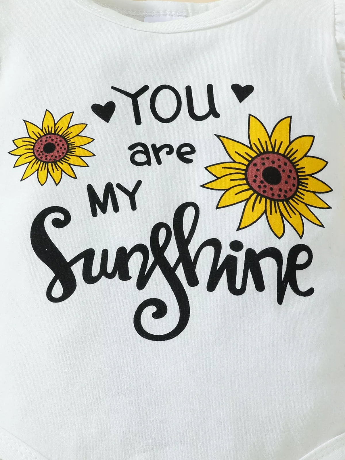 North Star Ruffled Bodysuit and Sunflower Skirt Set with Headband