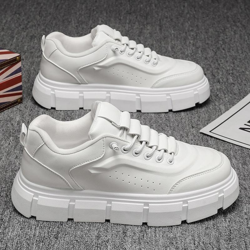 Men's Stylish Microfiber Leather Chunky Sole Casual Sneakers | Lace-Up Low-Top Height Lift Shoes
