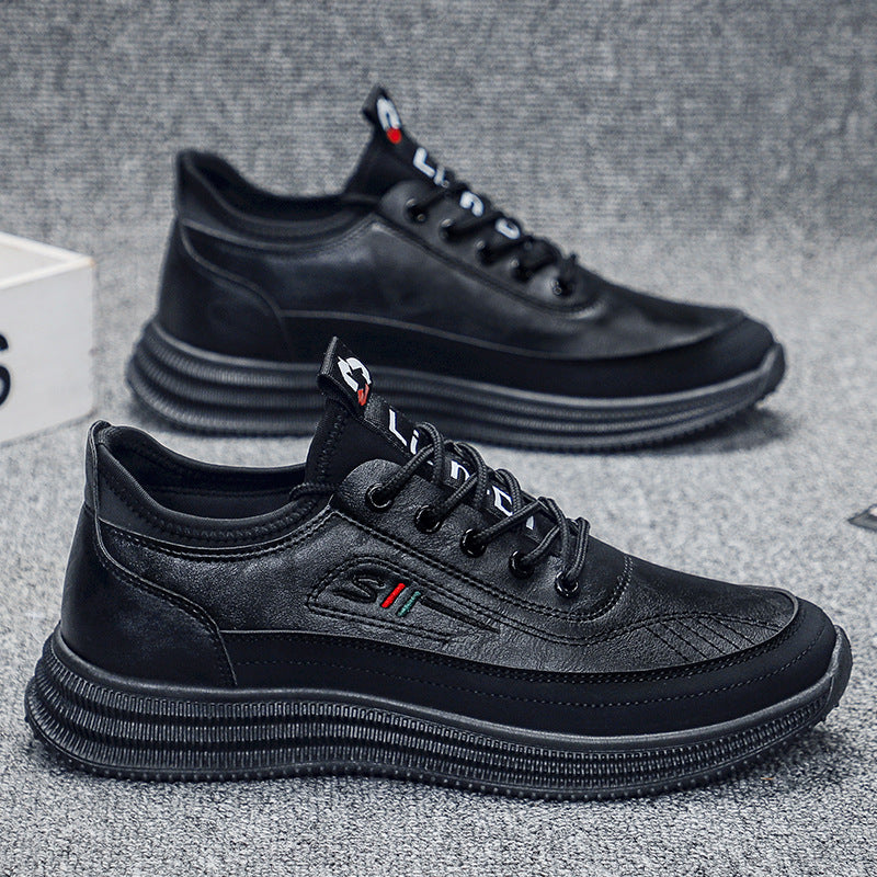 Men's Casual Sports Sneakers – Stylish PU Leather Round Toe Shoes