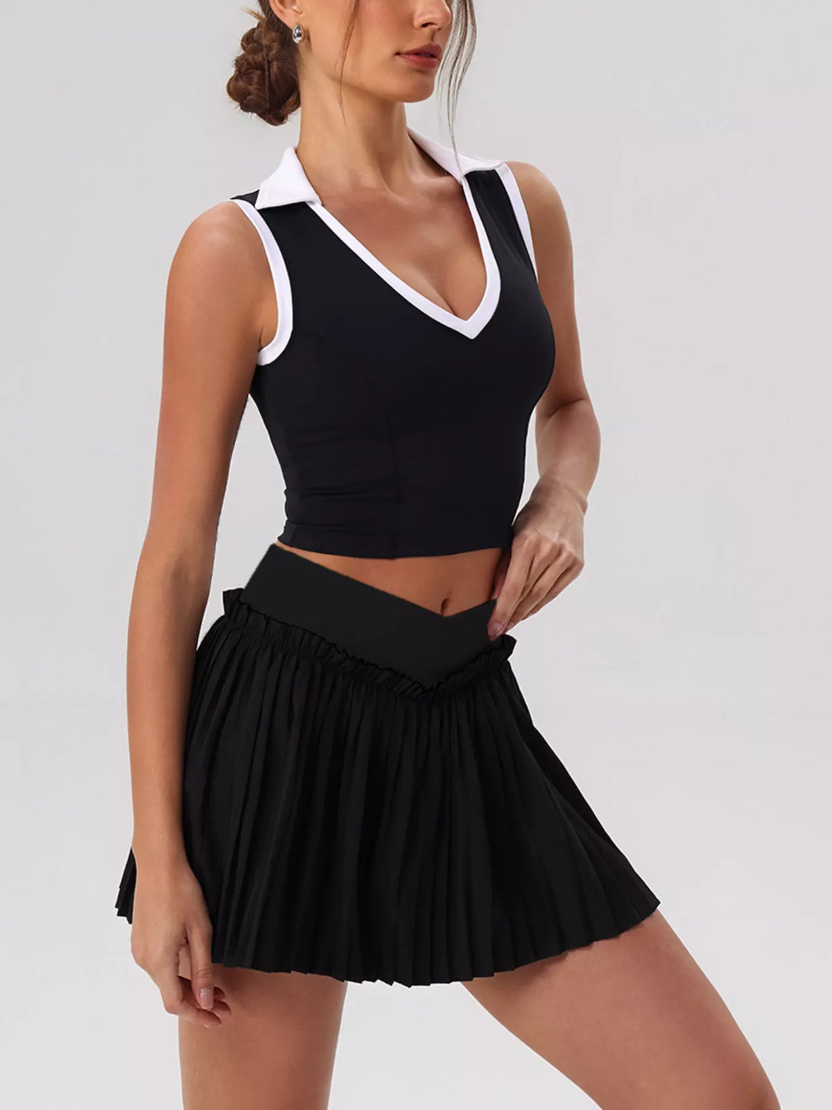 Pleated Skirt & Sleeveless Active Set