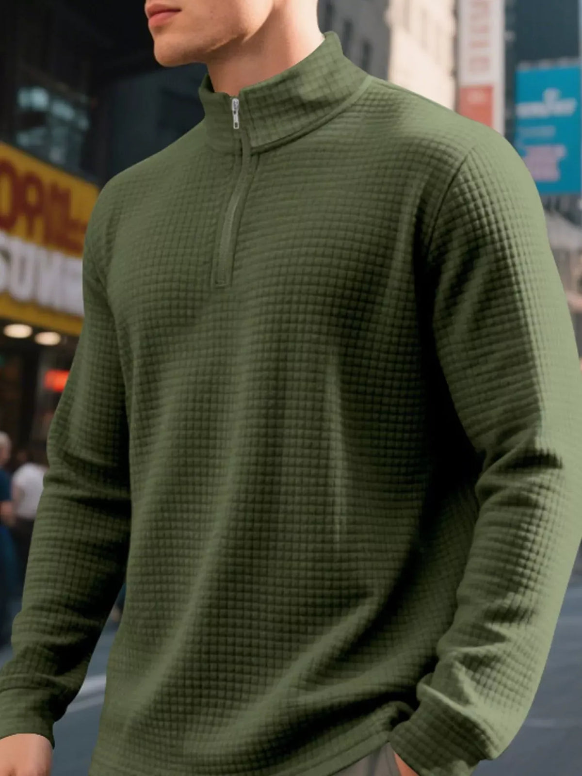 Men's Waffle-Knit Quarter-Zip Sweatshirt — photo 14
