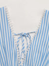 Thea Striped Pom-Pom Trim Tie Front Sleeveless Mini Dress — product view 7