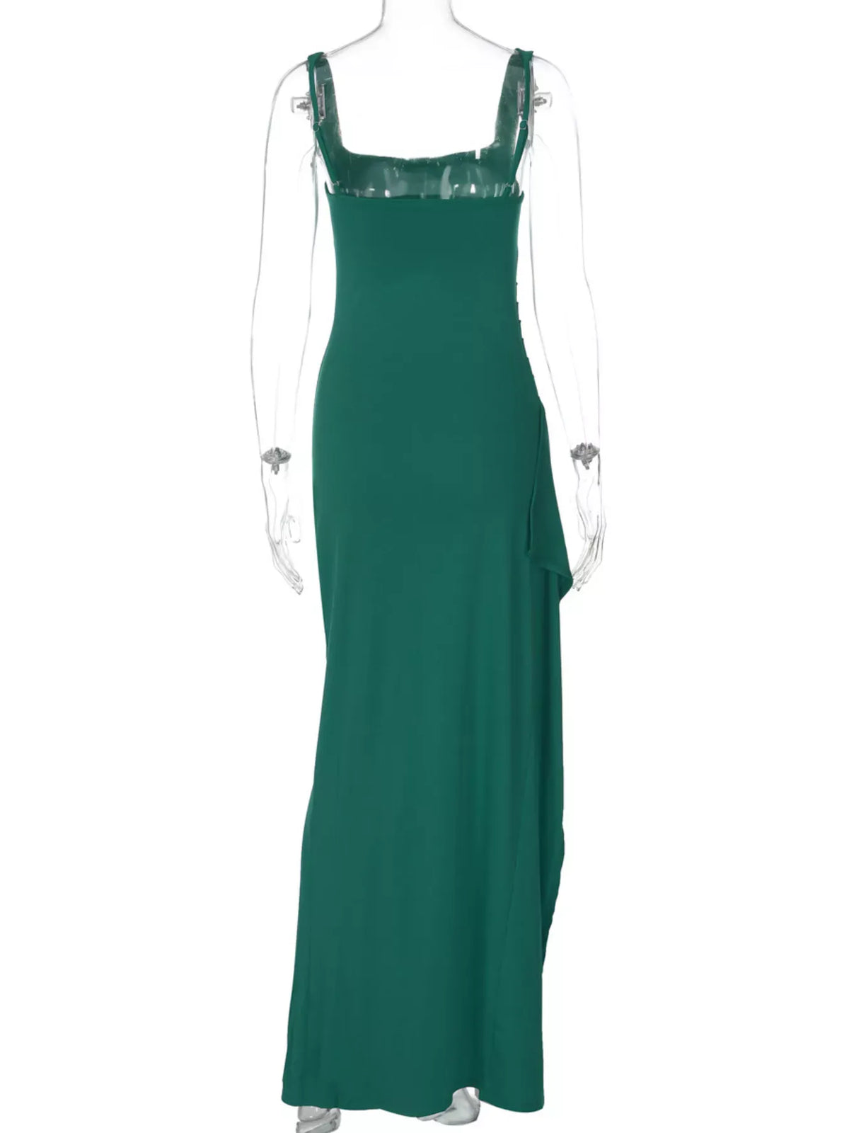 Square-Neck Ruched Slit Maxi Dress — photo 9