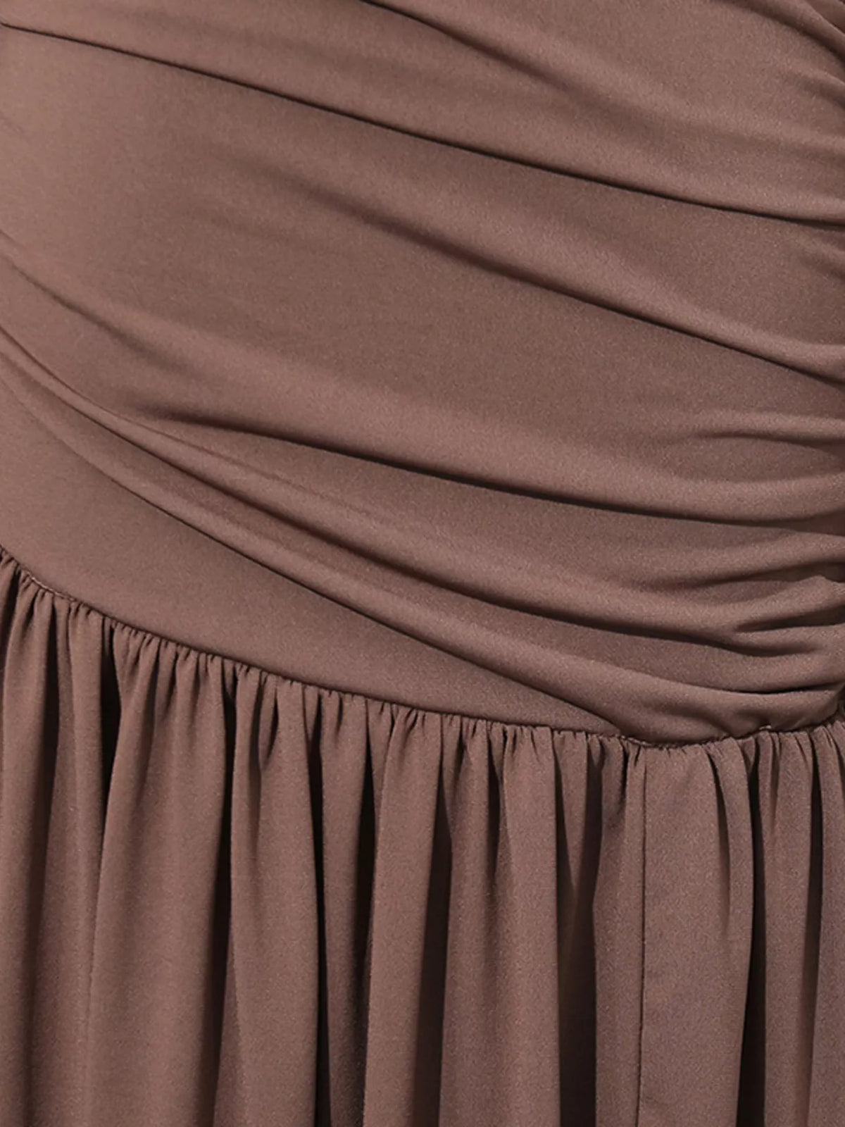 Brown Ruched Cutout Maxi Dress