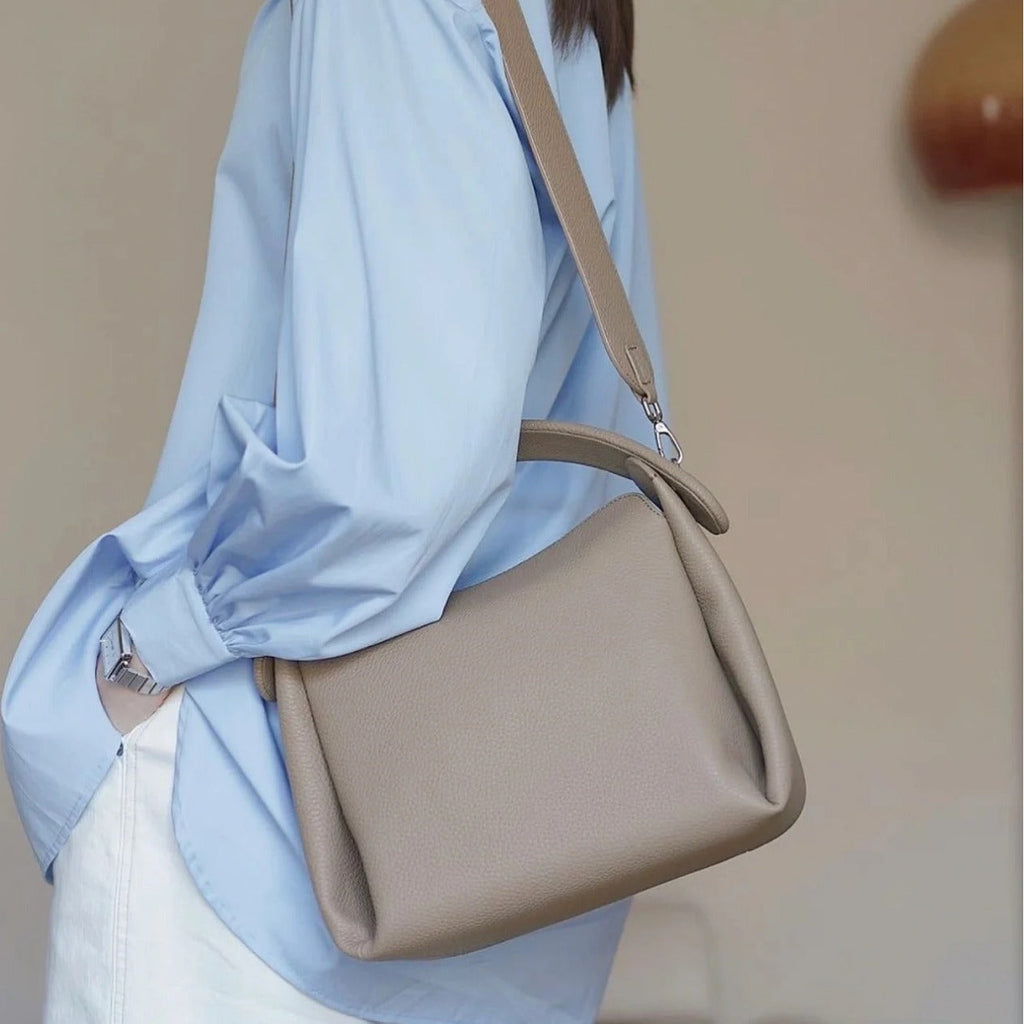 Women's Genuine Leather Box Bag – Niche Design Shoulder Tote