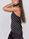 Women's polka-dot draped halter top